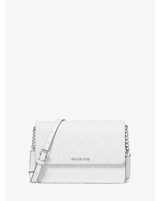 Michael Kors Outlet White Mk Daniela Large Signature Logo Crossbody Bag