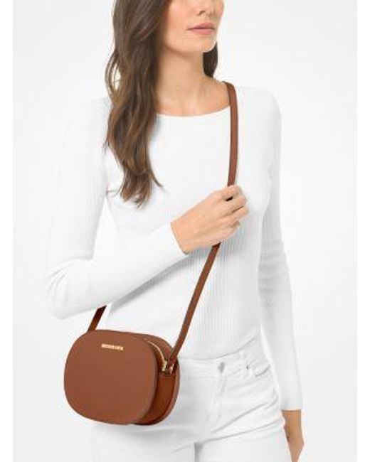 Michael Kors Brown Jet Set Travel Medium Saffiano Leather Crossbody Bag