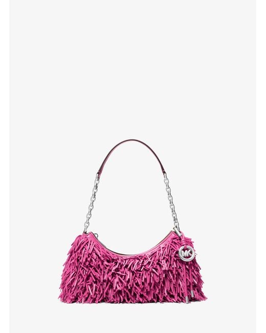 MICHAEL Michael Kors Purple Mk Nolita Medium Fringed Leather Pochette