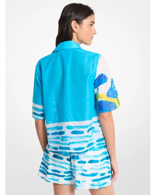 Michael Kors Blue X Christina Zimpel Cotton Lawn Shirt
