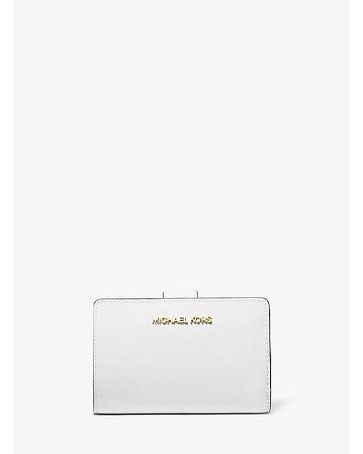 Michael Kors White Medium Crossgrain Leather Wallet