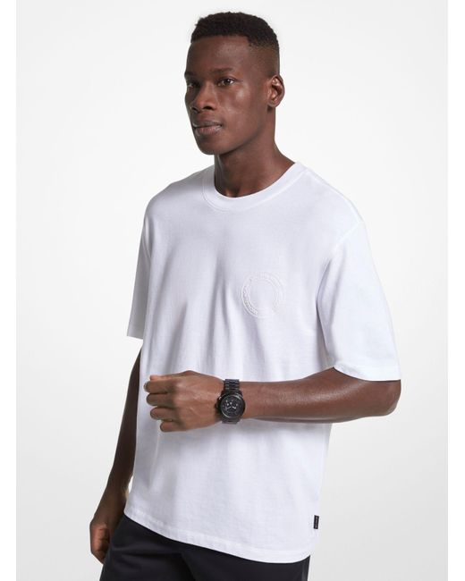 Camiseta de algodón con logotipo Michael Kors de hombre de color White