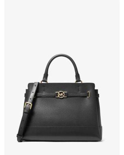 Michael Kors Black Reed Large Pebbled Leather Satchel