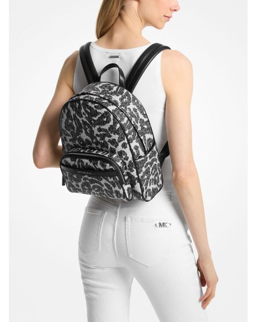 Michael Kors Black Bex Leopard Logo Backpack