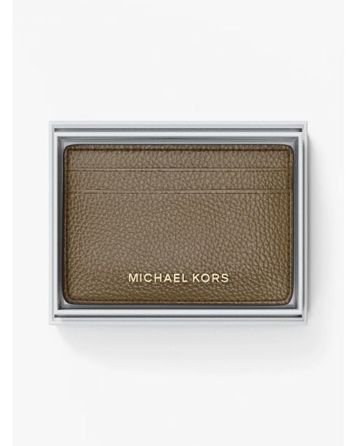 MICHAEL Michael Kors Green Mk Pebbled Leather Card Case