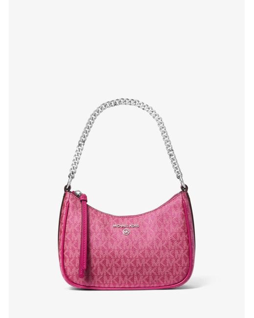 Michael Kors Pink Jet Set Charm Small Signature Logo Pochette