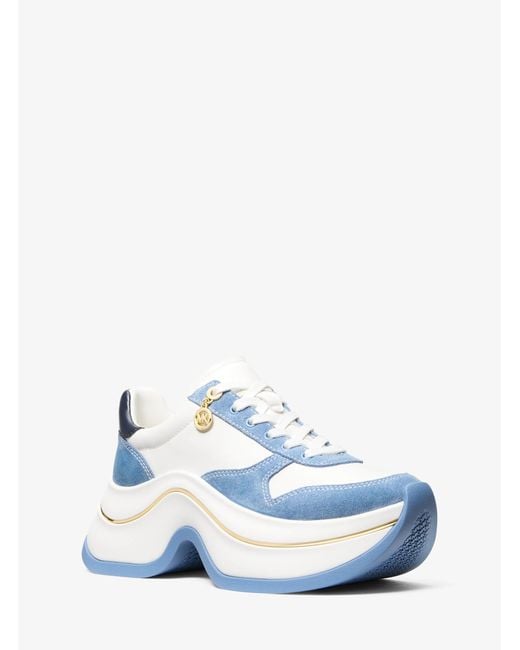 MICHAEL Michael Kors Blue Mk Arla Leather And Suede Trainer