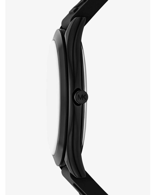 Michael Kors Black Oversized Aspyn Stainless Steel And Silicone Strap Watch