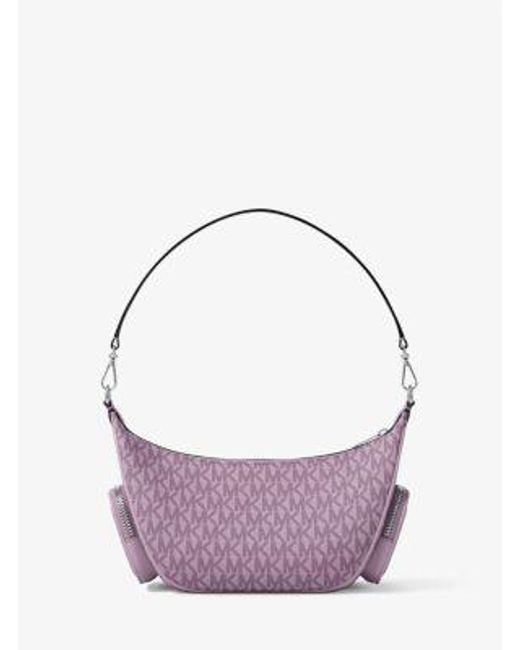 Michael Kors Purple Merritt Small Signature Logo Convertible Shoulder Bag