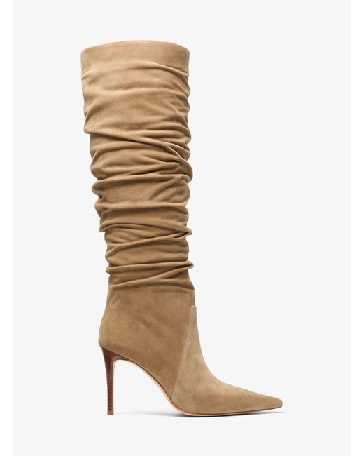 Michael Kors White Dawn Suede Boot