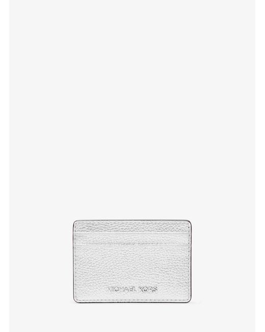 MICHAEL Michael Kors White Jet Set Small Metallic Leather Card Case