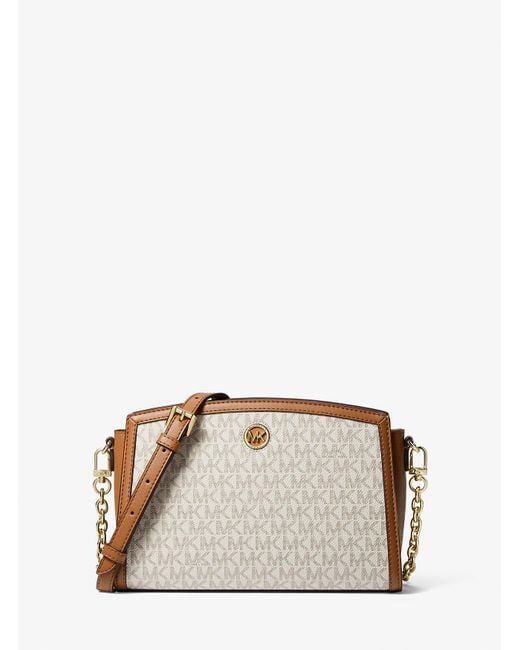 Mk Borsa Messenger Chantal Grande Con Logo di MICHAEL Michael Kors in Natural