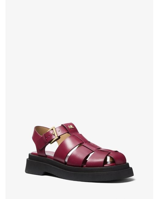 MICHAEL Michael Kors Red Mk Indy Fisherman Leather Sandal