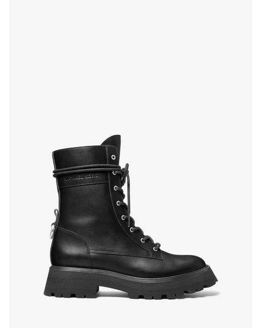 MICHAEL Michael Kors Black Caleb Leather Combat Boot