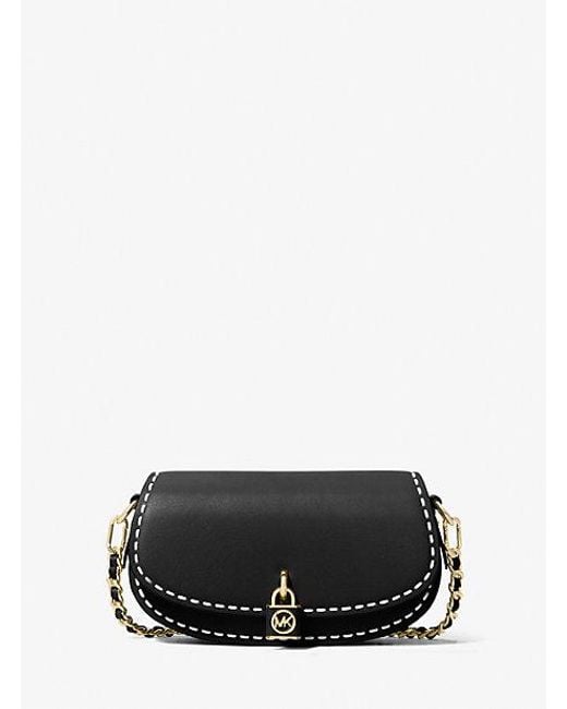 MICHAEL Michael Kors Black Mk Mila Small Hand-Stitched Leather Shoulder Bag