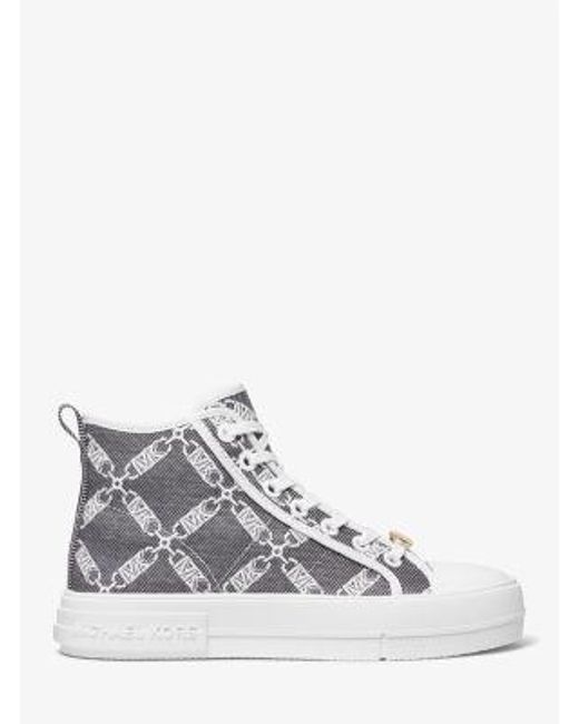 Michael Kors White Evy Empire Logo Jacquard High-top Sneaker