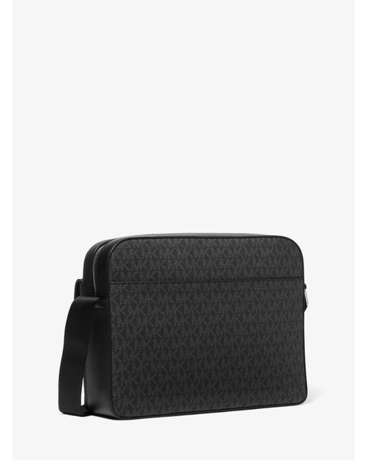 Michael Kors Black Mk Hudson Signature Logo And Leather Camera Bag for men
