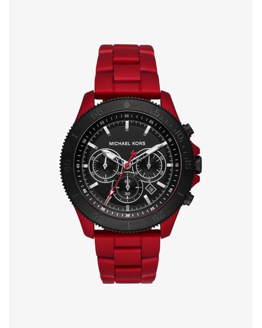 Michael Kors Red Oversized Cortlandt Coated Stainless Steel Watch for men