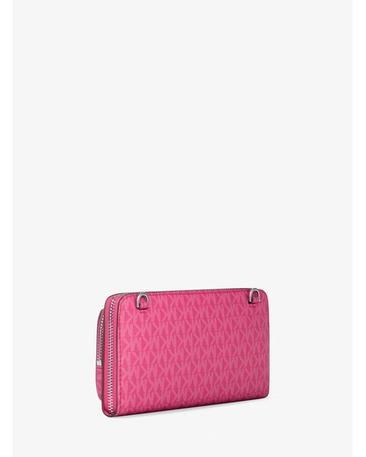Michael Kors Pink Jet Set Large Signature Logo Continental Crossbody Bag