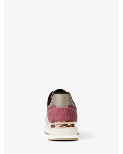 Michael Kors White Hattie Mixed-Media Trainer
