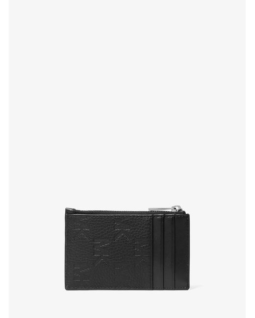 Michael Kors White Hudson Logo Embossed Leather Card Case for men