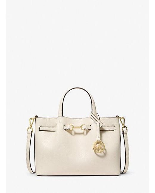 Michael Kors Natural Carson Small Pebbled Leather Satchel