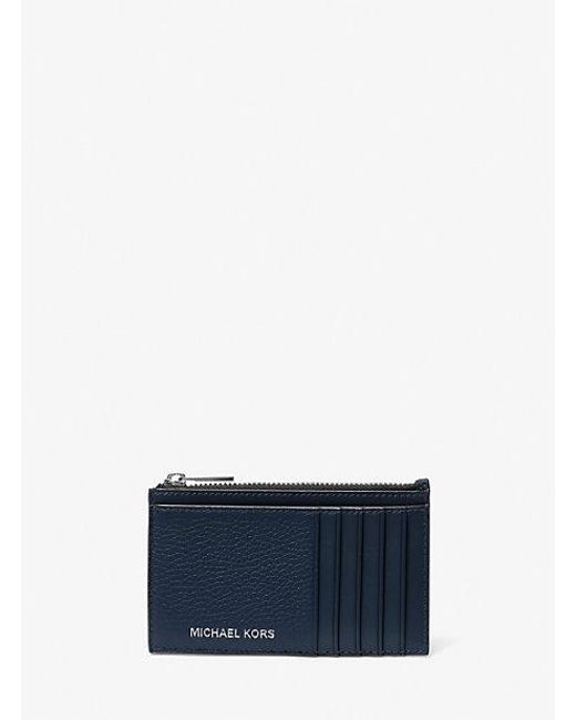 Michael Kors Blue Cooper Slim Pebbled Leather Zip Wallet for men