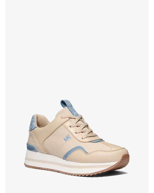 MICHAEL Michael Kors White Mk Raina Mixed-Media Trainer
