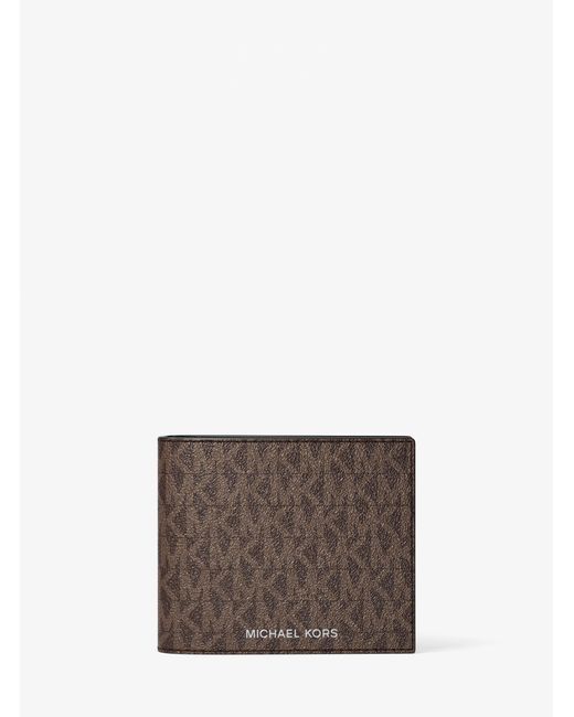 Michael Kors Gray Harrison Logo Billfold Wallet With Passcase for men
