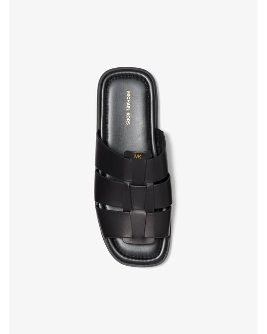 MICHAEL Michael Kors Black Mk Indy Leather Slide Sandal