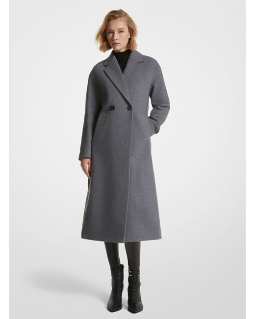 MICHAEL Michael Kors Gray Double-breasted Wool-blend Coat