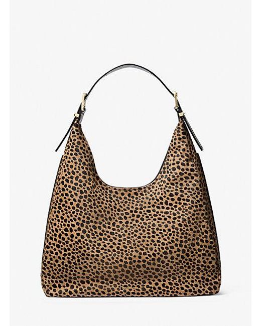 Michael Kors Brown Nolita Large Cheetah Print Calf Hair Shoulder Bag
