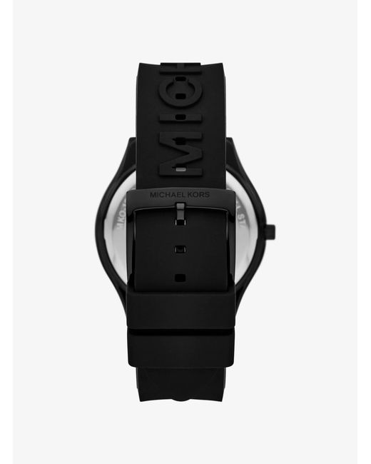 Michael Kors Black Oversized Aspyn Stainless Steel And Silicone Strap Watch