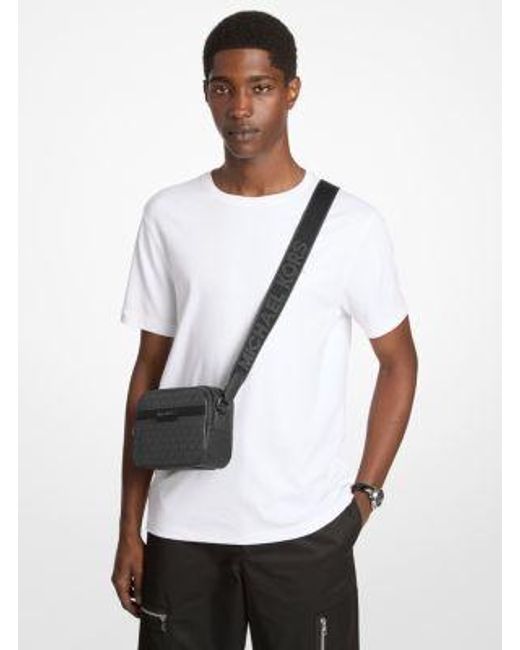 Michael Kors Black Hudson Signature Logo Camera Crossbody Bag for men
