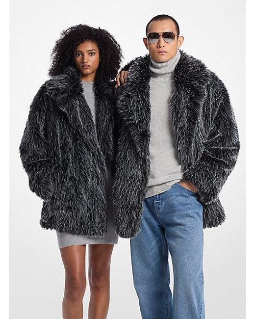 Michael Kors Faux Fur Peacoat in Black Lyst UK
