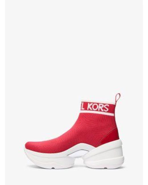 Michael Kors Pink Olympia Stretch Knit Boot