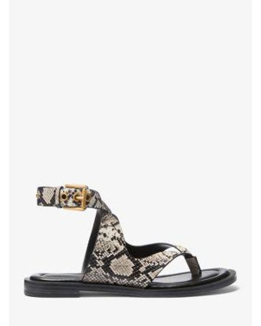 Michael Kors White Mk Irene Snake Embossed Leather Wrap Sandal