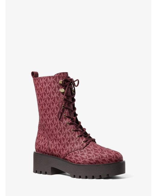 bryce leather and logo platform combat boot