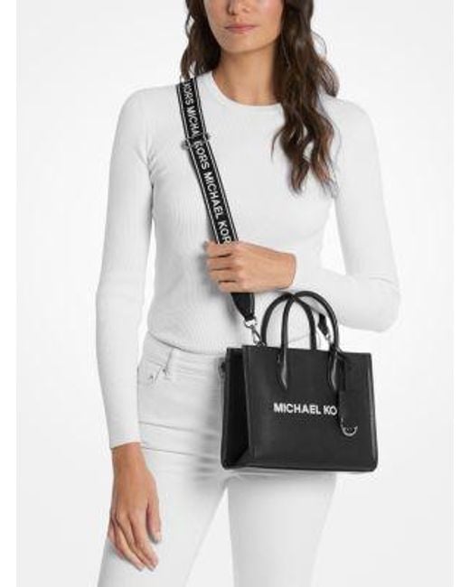 Michael Kors Black Mirella Small Pebbled Leather Convertible Crossbody Bag