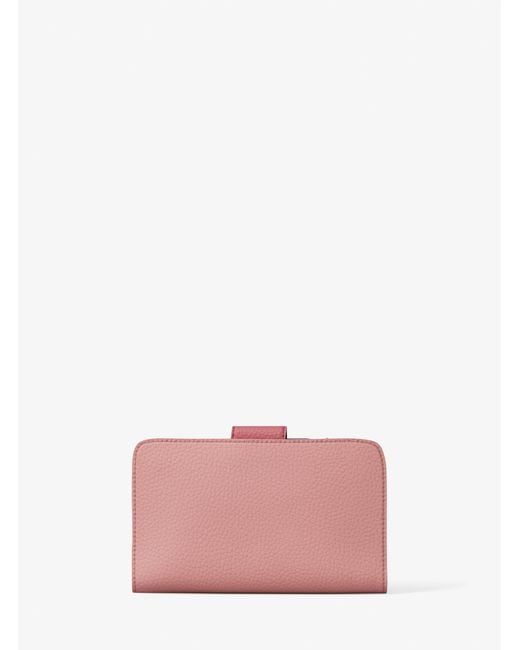 MICHAEL Michael Kors Pink Mk Pop Charm Medium Color-Block Pebbled Leather Logo Wallet
