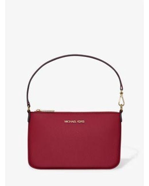 Michael Kors Red Jet Set Small Pebbled Leather Convertible Wristlet