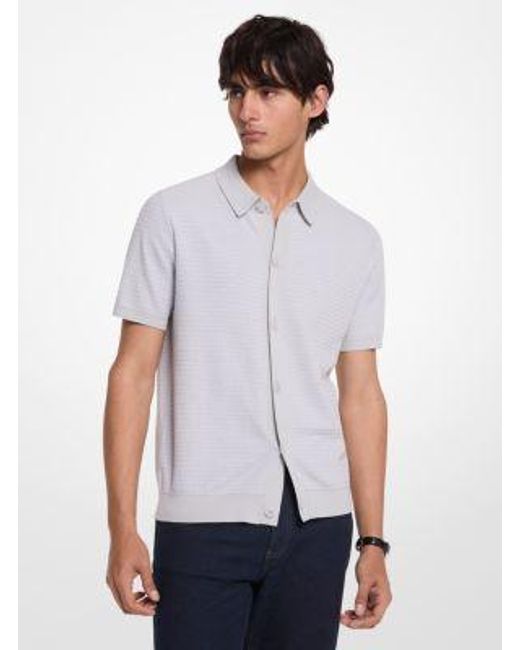 Michael Kors White Cotton Tuck Stitch Shirt for men