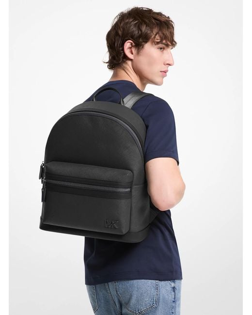 Michael Kors Black Mk Edison Leather Backpack for men