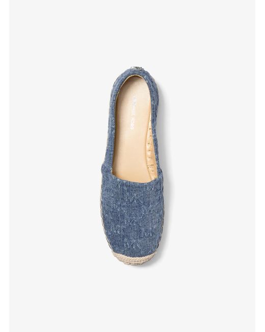 MICHAEL Michael Kors Blue Mk Lynn Logo Embossed Denim Platform Espadrille