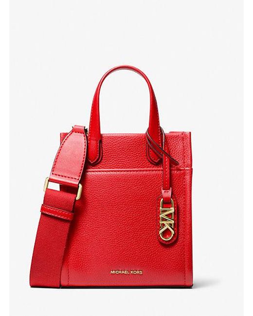 Michael Kors Red Gigi Extra-small Pebbled Leather Crossbody Bag