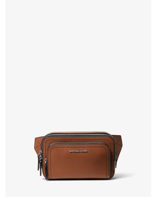 Michael Kors Brown Hudson Small Pebbled Leather Sling Pack for men