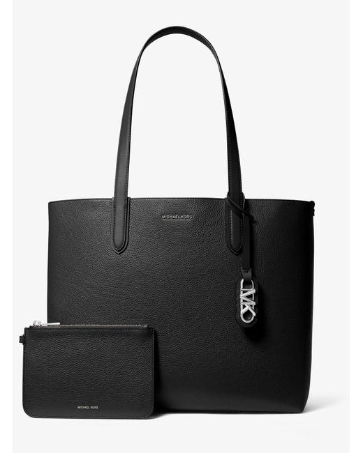 MICHAEL Michael Kors Black Mk Eliza Extra-Large Pebbled Leather Reversible Tote Bag