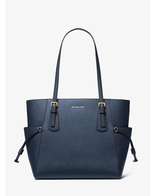 Michael Kors Outlet Blue Mk Voyager Large Saffiano Leather Tote Bag