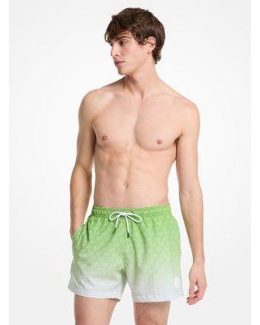 Michael Kors Green Ombré Signature Logo Swim Trunks for men