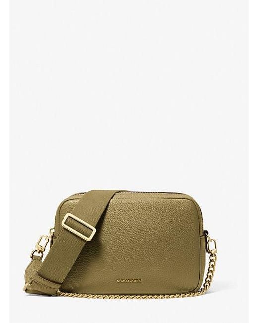 Michael Kors Green Mk Bryant Medium Pebbled Leather Camera Crossbody Bag